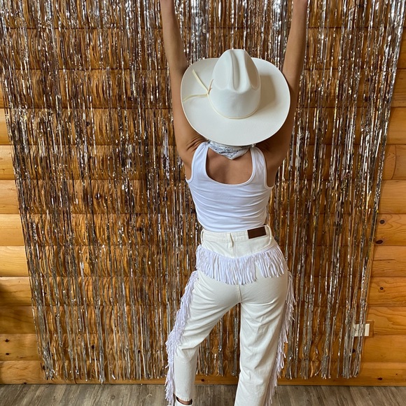 White fringe denim pants from NASTYGAL - Picture 5 of 5